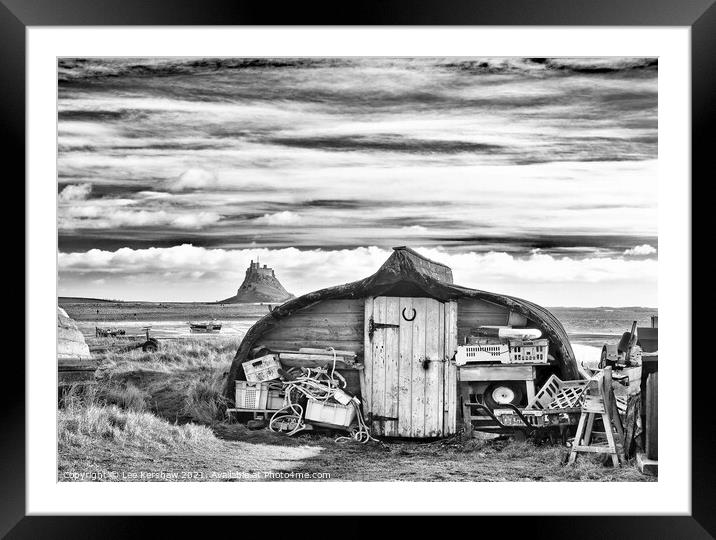 Lindisfarne boat shed Framed Mounted Print by Lee Kershaw