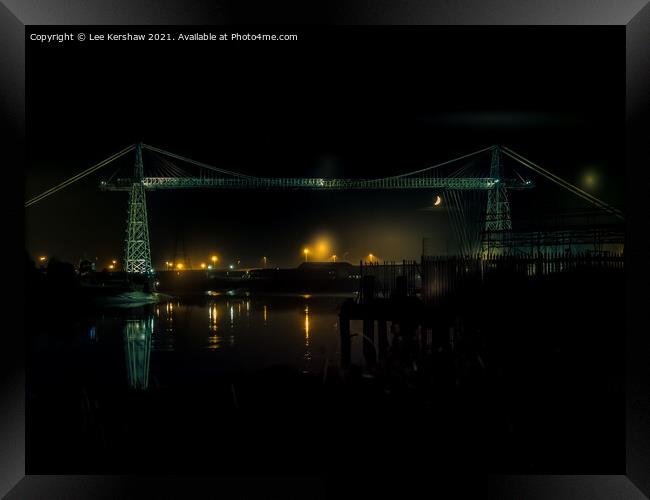 "Moonlit Reflections on Newport's Iconic Transport Framed Print by Lee Kershaw