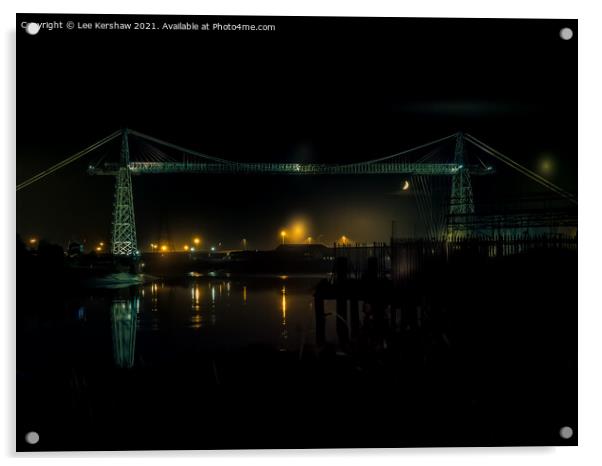 "Moonlit Reflections on Newport's Iconic Transport Acrylic by Lee Kershaw