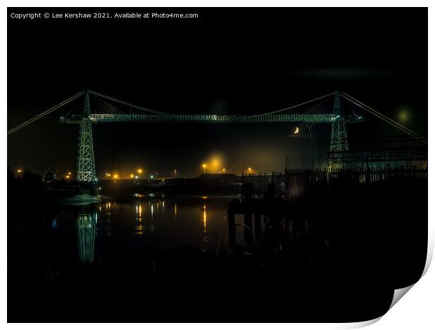 "Moonlit Reflections on Newport's Iconic Transport Print by Lee Kershaw