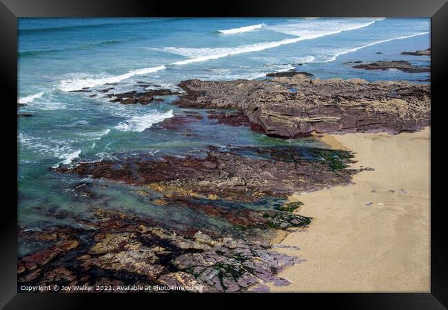 A view along the Cornish coast looking down to the Framed Print by Joy Walker