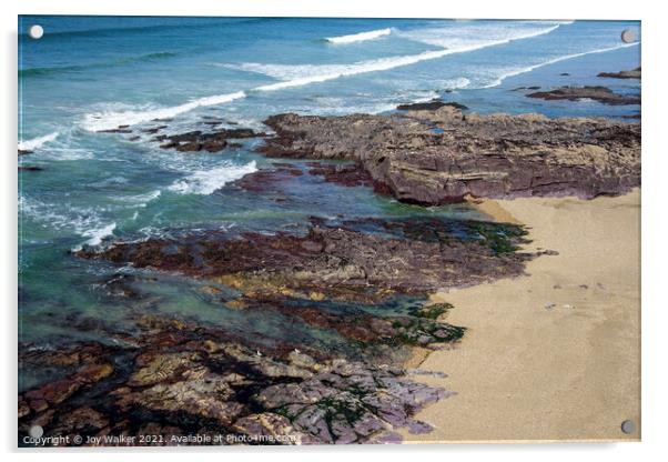 A view along the Cornish coast looking down to the Acrylic by Joy Walker