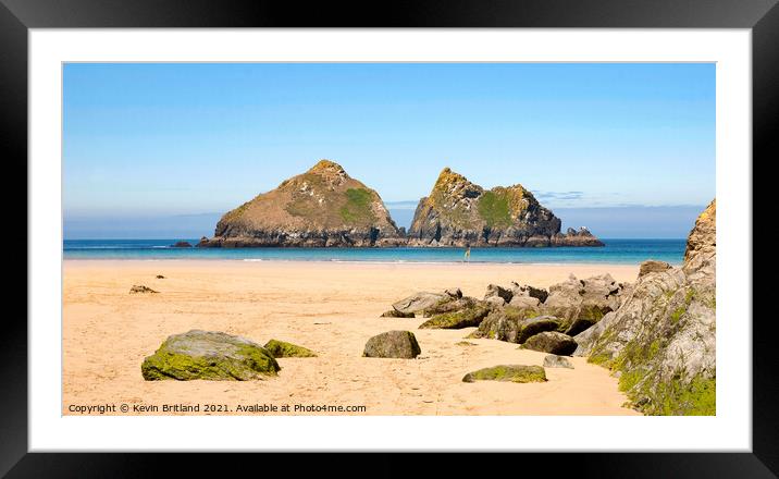 holywell bay cornwall Framed Mounted Print by Kevin Britland