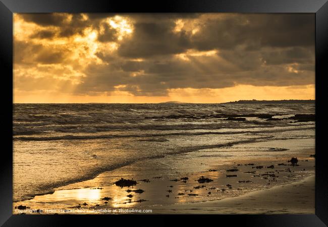 Dunraven Bay Sunset Framed Print by Heidi Stewart