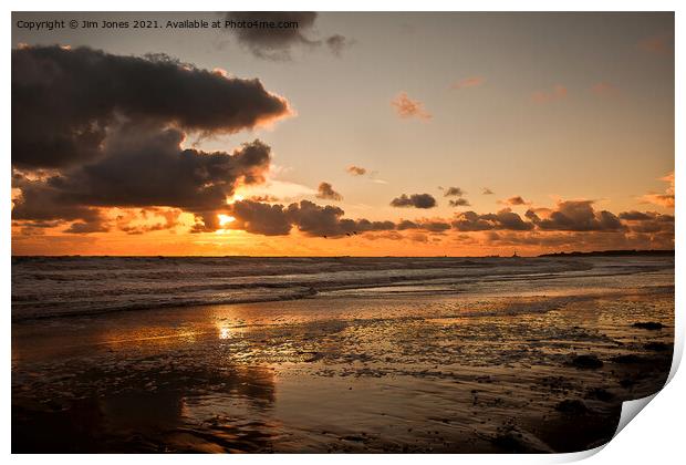October sunrise on the beach Print by Jim Jones