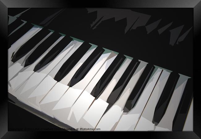 Piano Keys  Keyboard in Geometric Art Style Framed Print by PAULINE Crawford