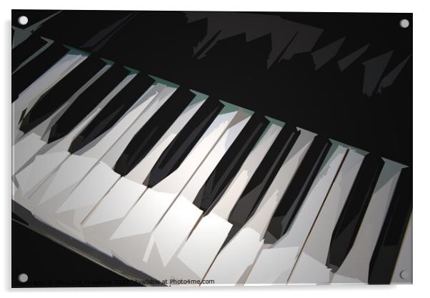 Piano Keys  Keyboard in Geometric Art Style Acrylic by PAULINE Crawford