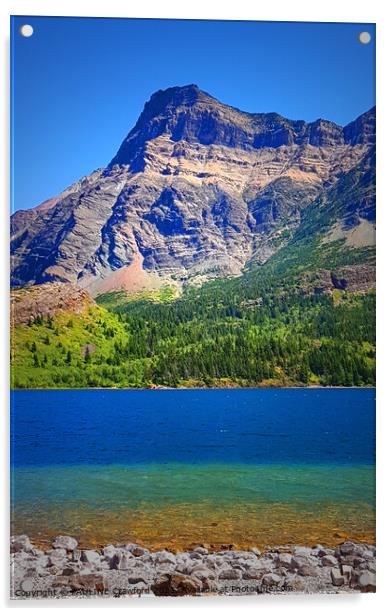 Lake in Waterton Park Alberta Canada Rocky Mountains Acrylic by PAULINE Crawford