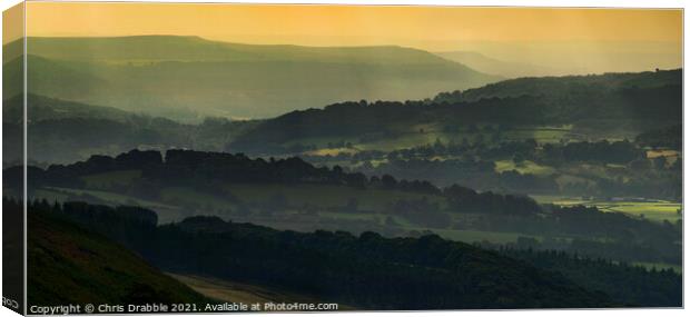 Derwent Valley at dusk Canvas Print by Chris Drabble