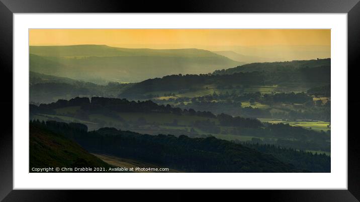 Derwent Valley at dusk Framed Mounted Print by Chris Drabble