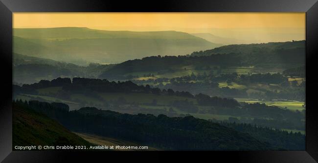 Derwent Valley at dusk Framed Print by Chris Drabble