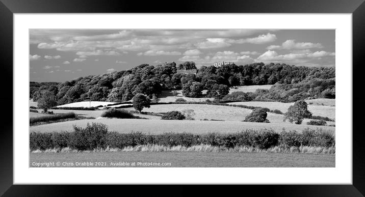 Derbyshire landscape in mono Framed Mounted Print by Chris Drabble