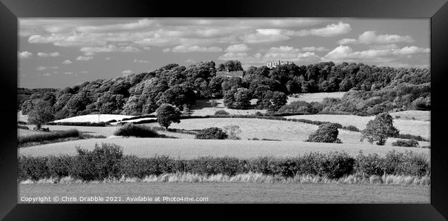 Derbyshire landscape in mono Framed Print by Chris Drabble