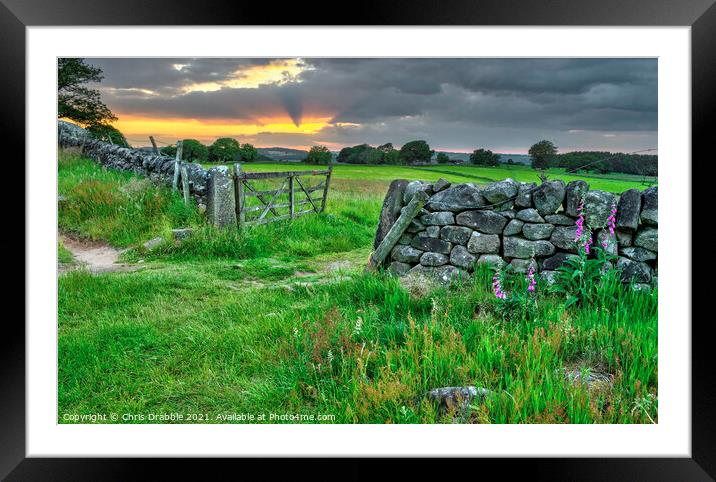 Harthill Moor at sunset Framed Mounted Print by Chris Drabble