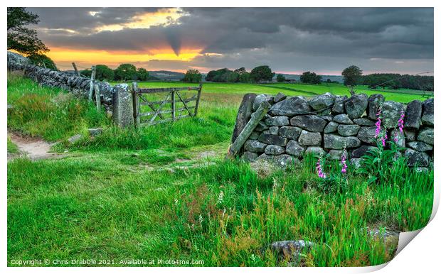 Harthill Moor at sunset Print by Chris Drabble