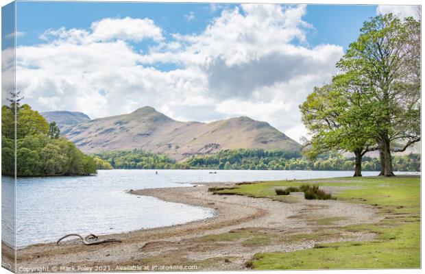 Cat Bells Mountain and Derwent Water from Keswick  Canvas Print by Mark Poley