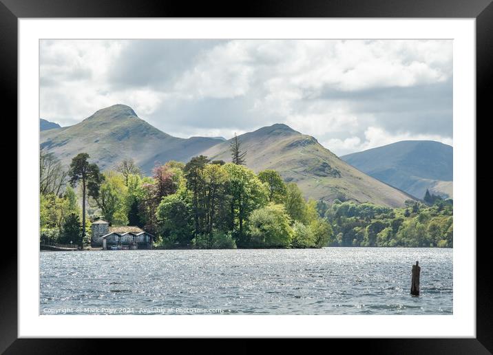 Derwent Water Isle and Cat Bells Mountain Framed Mounted Print by Mark Poley