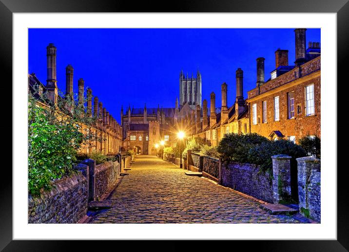Vicars Close and Wells Cathedral Somerset Framed Mounted Print by austin APPLEBY