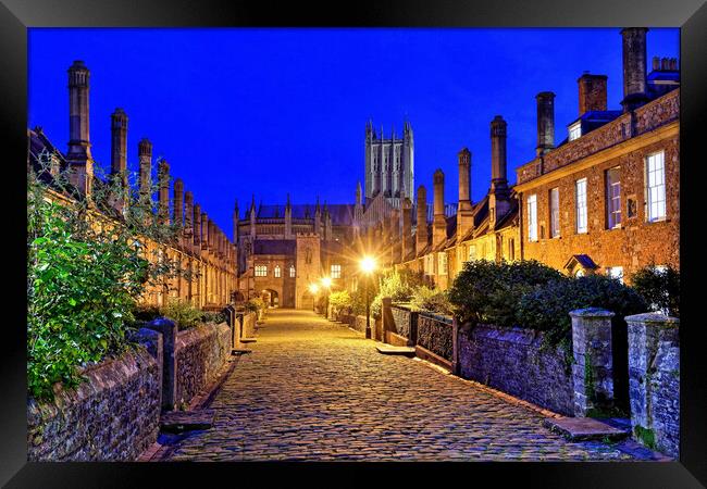 Vicars Close and Wells Cathedral Somerset Framed Print by austin APPLEBY