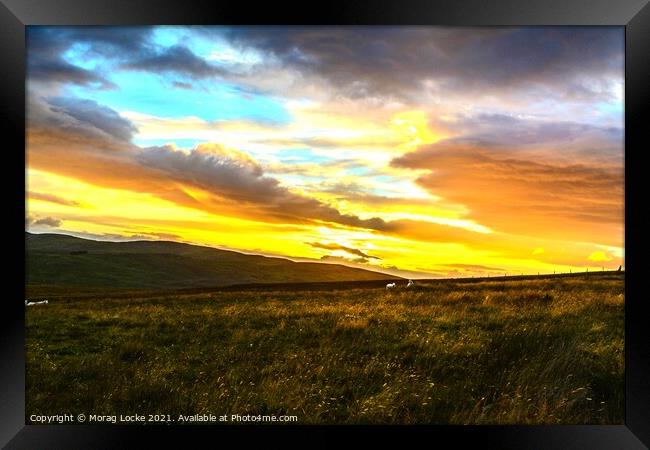 Sunset on the shepherds hill Framed Print by Morag Locke