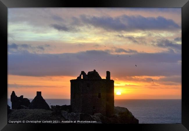 Dunotter Castle Sunrise Framed Print by Christopher Corbett