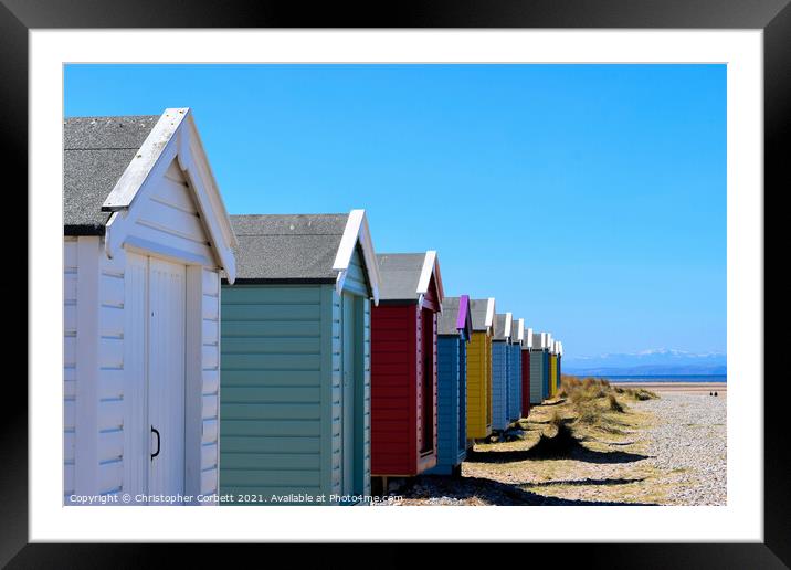 Findhorn Beach Huts Framed Mounted Print by Christopher Corbett