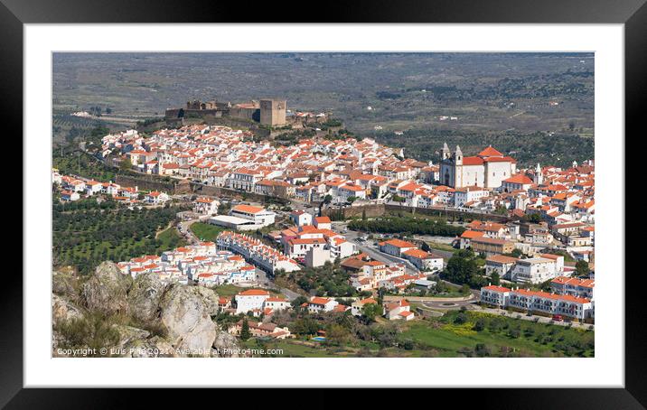 Castelo de Vide in Alentejo, Portugal from Serra de Sao Mamede mountains Framed Mounted Print by Luis Pina