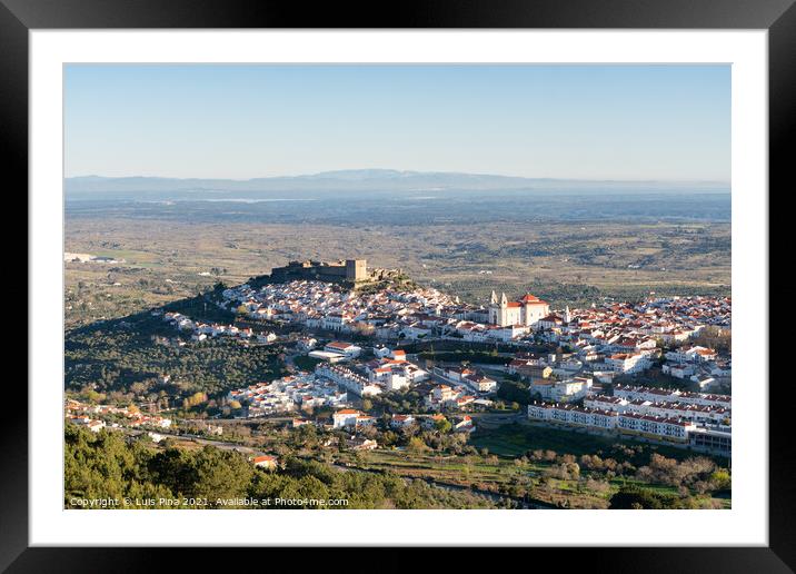 Castelo de Vide in Alentejo, Portugal from Serra de Sao Mamede mountains Framed Mounted Print by Luis Pina