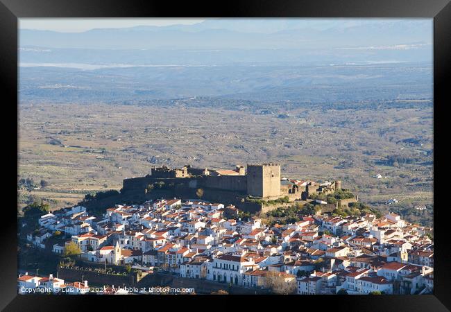 Castelo de Vide castle in Alentejo, Portugal from Serra de Sao Mamede mountains Framed Print by Luis Pina