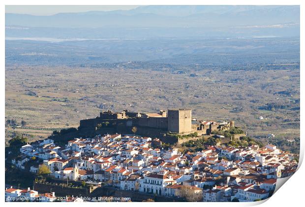 Castelo de Vide castle in Alentejo, Portugal from Serra de Sao Mamede mountains Print by Luis Pina