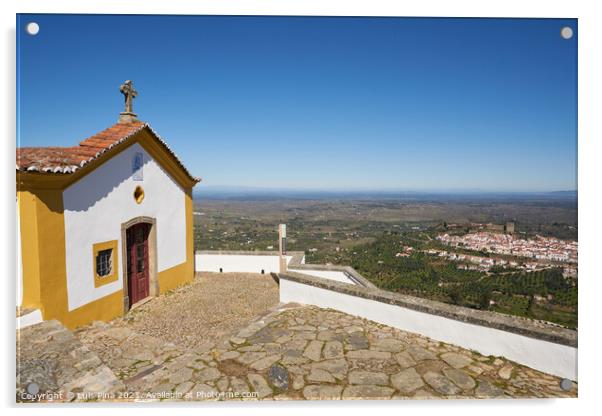 Ermida da Nossa Senhora da Penha in Serra de Sao Mamede mountain and Castelo de Vide city, in Portugal Acrylic by Luis Pina