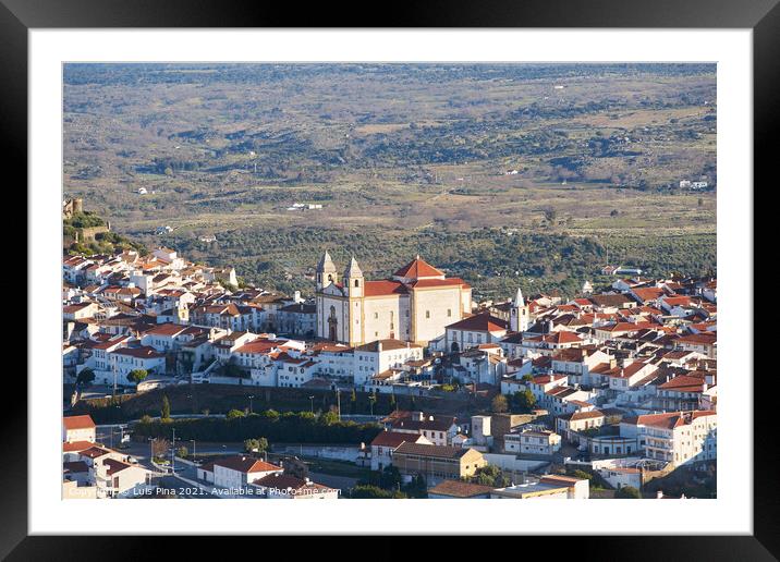 Castelo de Vide church in Alentejo, Portugal from Serra de Sao Mamede mountains Framed Mounted Print by Luis Pina