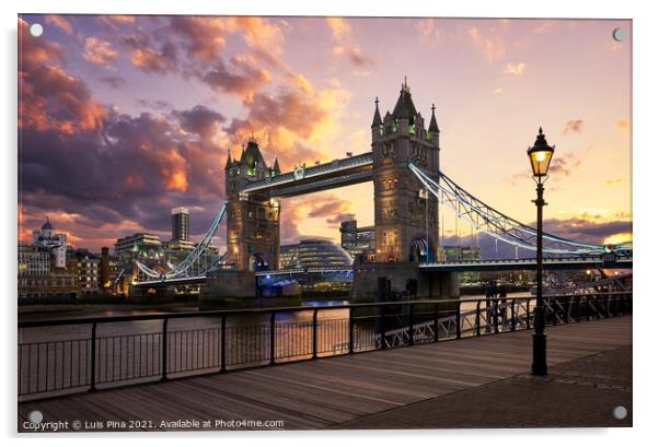Tower Bridge at sunset in London Acrylic by Luis Pina