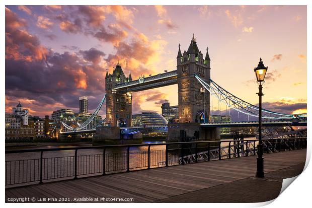 Tower Bridge at sunset in London Print by Luis Pina