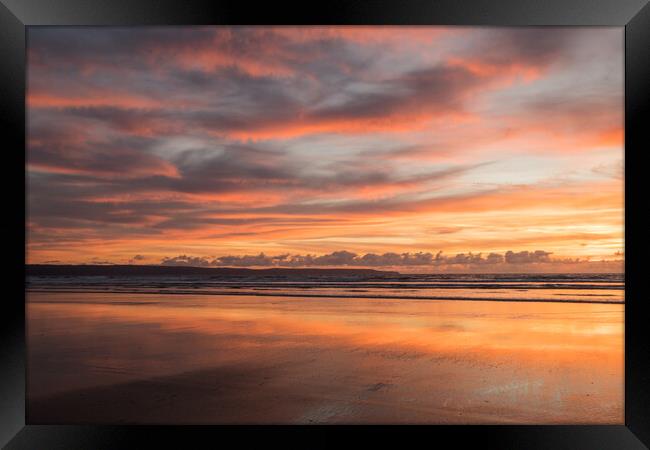 Sunset over Bideford Bay at Westward Ho! Framed Print by Tony Twyman