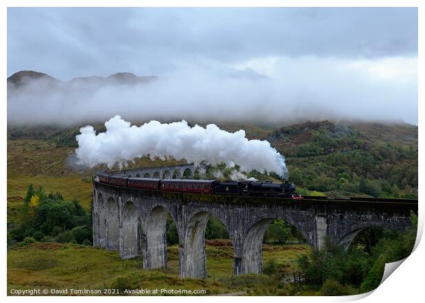 The Jacobite - Glenfinnan Viaduct  Print by David Tomlinson