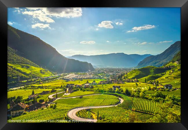 Vineyards view in Bolzano. Sudtirol, Italy Framed Print by Stefano Orazzini