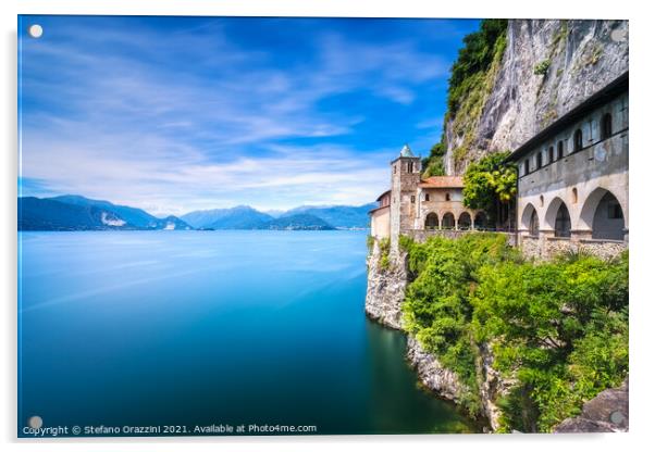 Hermitage of Santa Caterina del Sasso monastery. Lake Maggiore Acrylic by Stefano Orazzini