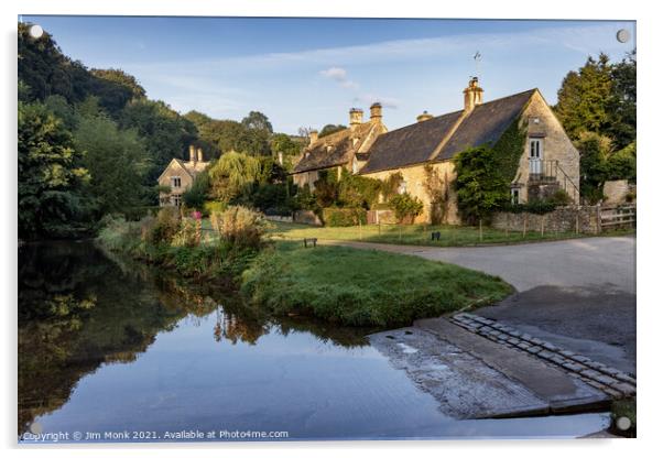 The Ford, Upper Slaughter Acrylic by Jim Monk