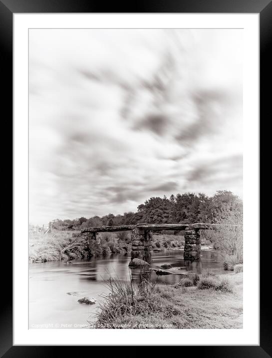 The Ancient 'Clapper Bridge' At Packbridge, Dartmoor Framed Mounted Print by Peter Greenway
