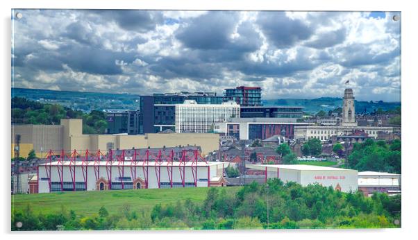 Panorama Of Barnsley  Acrylic by Alison Chambers