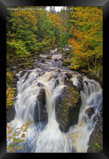 Autumn and The Black Linn Falls at The Hermitage  Framed Print by Navin Mistry