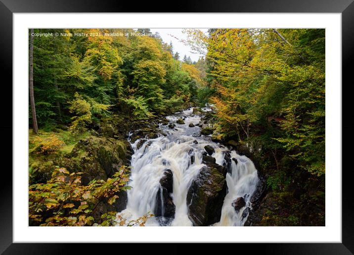 Autumn and Black Linn Falls at The Hermitage  Framed Mounted Print by Navin Mistry