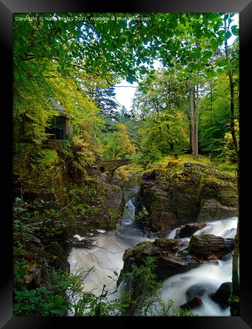 Autumn and Black Linn Falls at The Hermitage  Framed Print by Navin Mistry