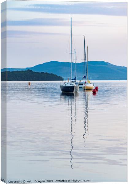Boats moored in Loch Lomond Canvas Print by Keith Douglas