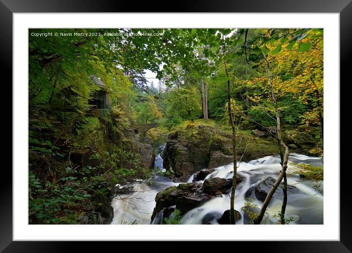 Autumn and Black Linn Falls at The Hermitage  Framed Mounted Print by Navin Mistry