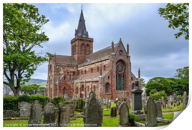 St Magnus Cathedral and Burial Ground, Kirkwall Print by Angus McComiskey