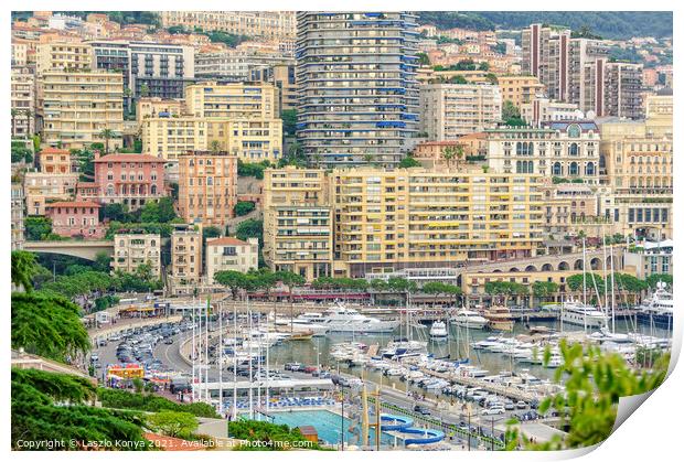View from Monaco-Ville Print by Laszlo Konya