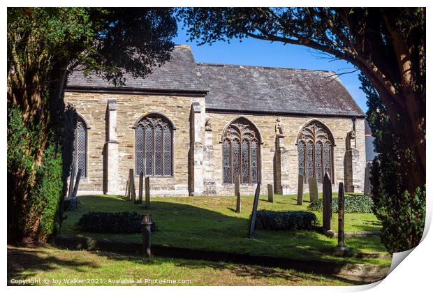 St Petroc's church, Padstow, Cornwall, UK Print by Joy Walker