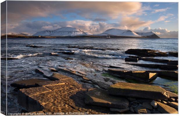 Hoy From Ness Point Orkney Scotland. Canvas Print by Barbara Jones